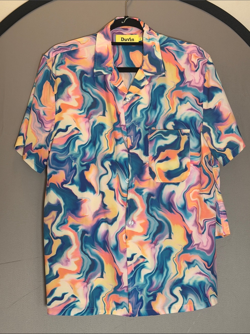 Men’s Short Sleeve Swirl Print Shirt & Bathing Suit Set- Multicolor